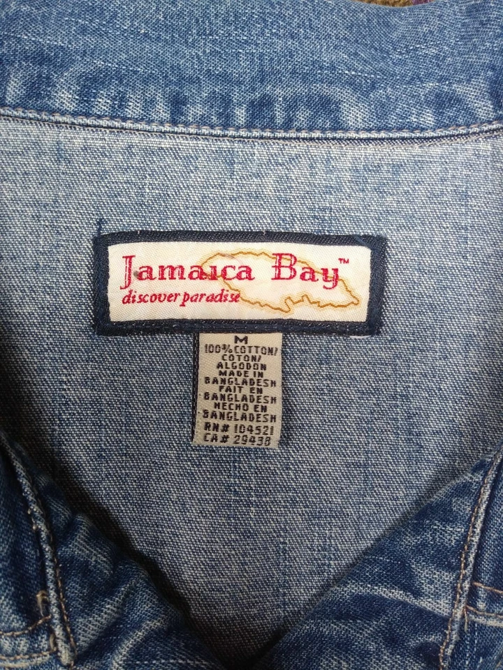 Jamaica Bay Women's Medium Button Front 100% Cotton Long Denim Blue Jean Jacket - Image 3 of 4