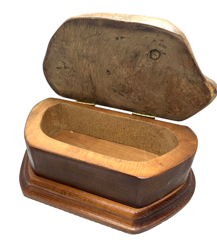 Vtg Handcrafted Burlcraft 1982 Oregon Burl Wood Hinged Jewelry Box 9"x5"x4.5" - 第 12/15 張圖片