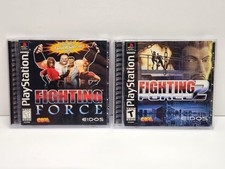 Fighting Force 1 & 2 Sony PlayStation 1 PS1 Eidos CIB +Reg Card Tested 