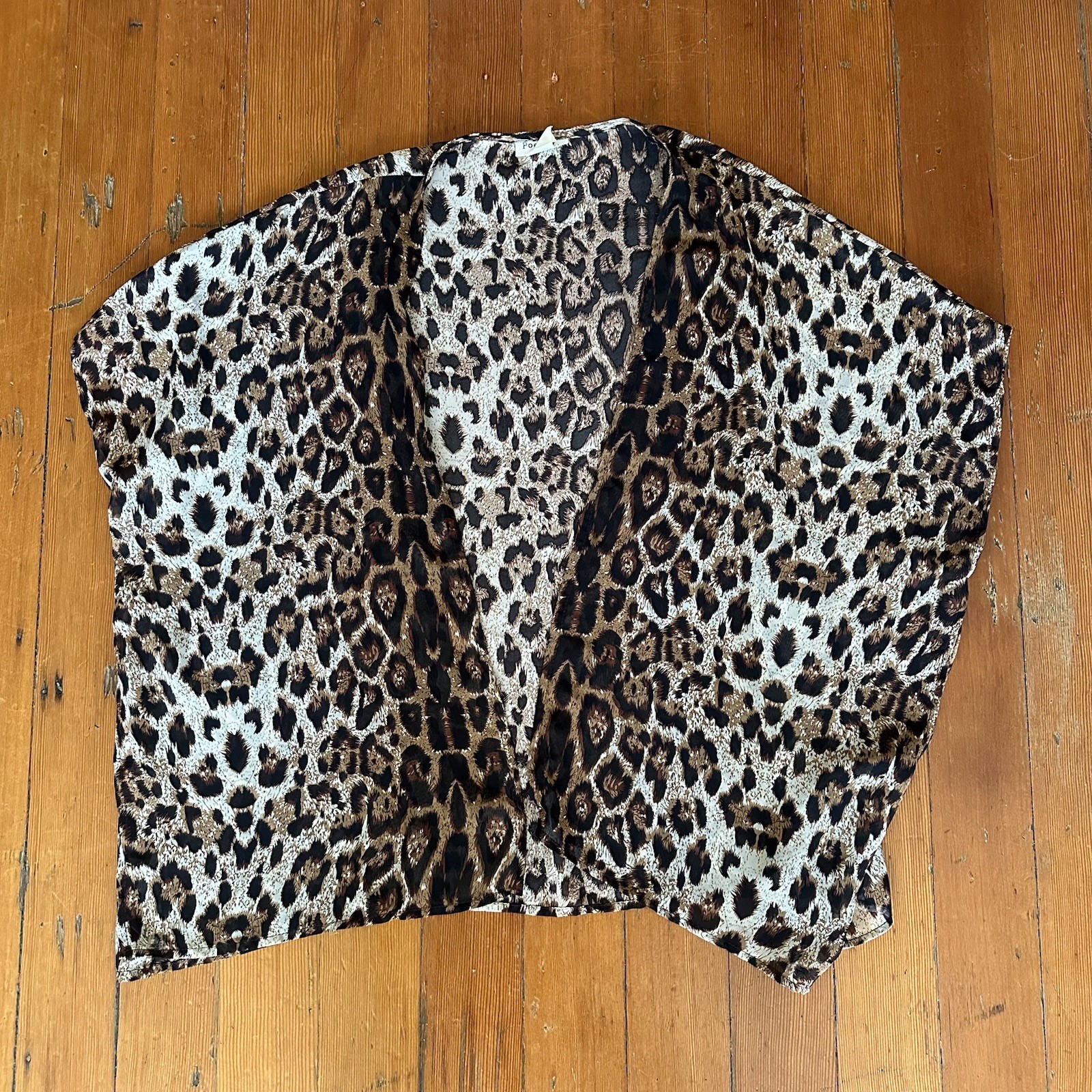 Leopard Print Open Front Split Hem Kimono Cover U… - image 3