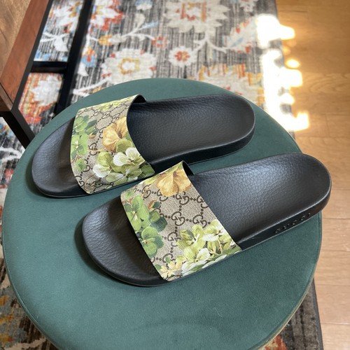 SUPER RARE Gucci Green Bloom Flora Slides Sandals Size 9 - Picture 7 of 15
