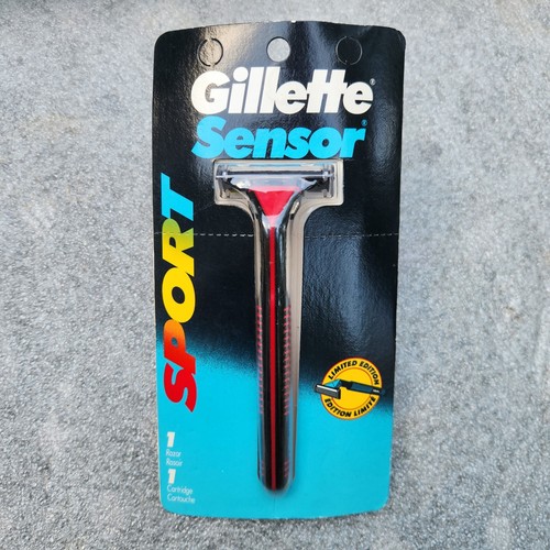 Gillette Sensor Rasierer Sport Metall Rasierer Griff 93 USA Fit Excel 3 Klingen ROT-RARITÄT