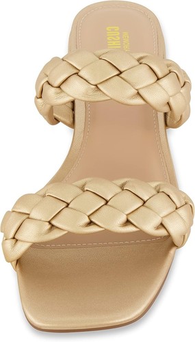 CUSHIONAIRE Women's Nan two band braided low block heel slide 8.5, Champagne - Bild 3 von 5