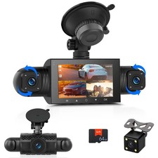 4 Channel Dash Cam Front and Rear Inside Left Right, 1080P Dash Camera for Ca...