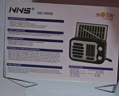 IVIVS NS-7009S SOLAR BLUETOOTH, TWS LAUTSPRECHER, USB, AM/FM/SW LI-AKKU 18650 - Bild 7 von 13