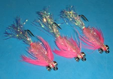 FLY FISHING FLIES - Pink/Pearl HEAVY METAL [SALMON] ATTRACTOR size #2 (6 pcs.)