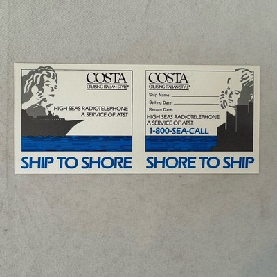 Vintage Costa Cruises Ship to Shore AT&T Radiotelephone Card 1980s Cruise Line