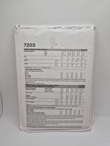 SIMPLICITY SCHNITTMUSTER #7203 DAMEN KLEID GR. XS,S,M,L,XL - Bild 2 von 2