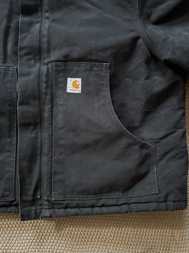 Carhartt Men’s J02 Barn Black Heavy Quilted Full Zip Chore Jacket Sz 48 Tall - Picture 5 of 12