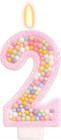 Pink Birthday Candles - Number 2 Candle, Colorful Macaron Candles, 2 Cake Topper
