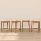 Smythe Counter Stool, 24", Set of 4, Sturdy Wood Modern Kitchen Counter Height S