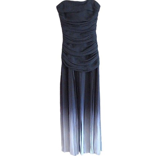 VTG BCBG Max Azria Dress Women 8 100% Silk Fringe Chiffon Ombre Strapless Y2K - Picture 2 of 8