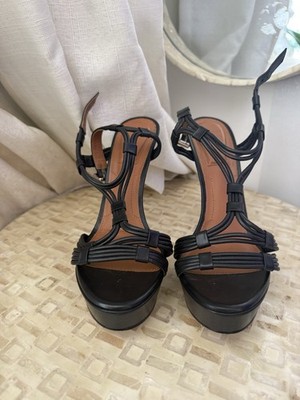 Givenchy Women s Black Leather Platform Ankle Strap Buckle Stiletto US 9
