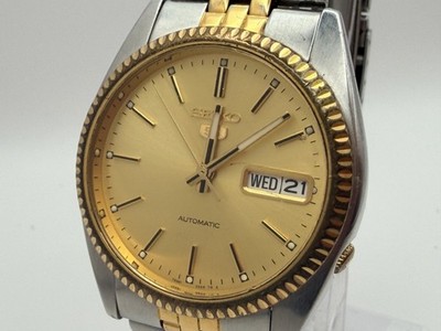  SEIKO 5 7S26-3110 Gold Two Tone Day/Date Automatic Men's JAPAN[Exc+4]