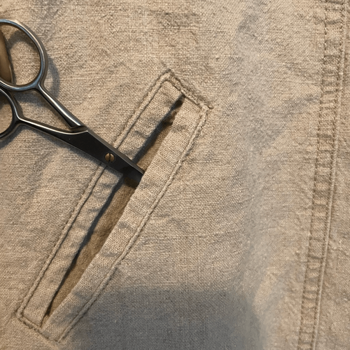 Vtg Womens Linen Blend Maxi Dress S Khaki Jumper Minimalist Lagom Modest Pocket - Picture 5 of 5