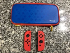 Authentic MARIO RED & BLUE EDITION Joy-Cons with Case **Tested Good Condition**