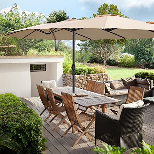 15ft Large Patio Umbrellas with Base Included, Outdoor Double-Sided Umbrella - Picture 8 of 8