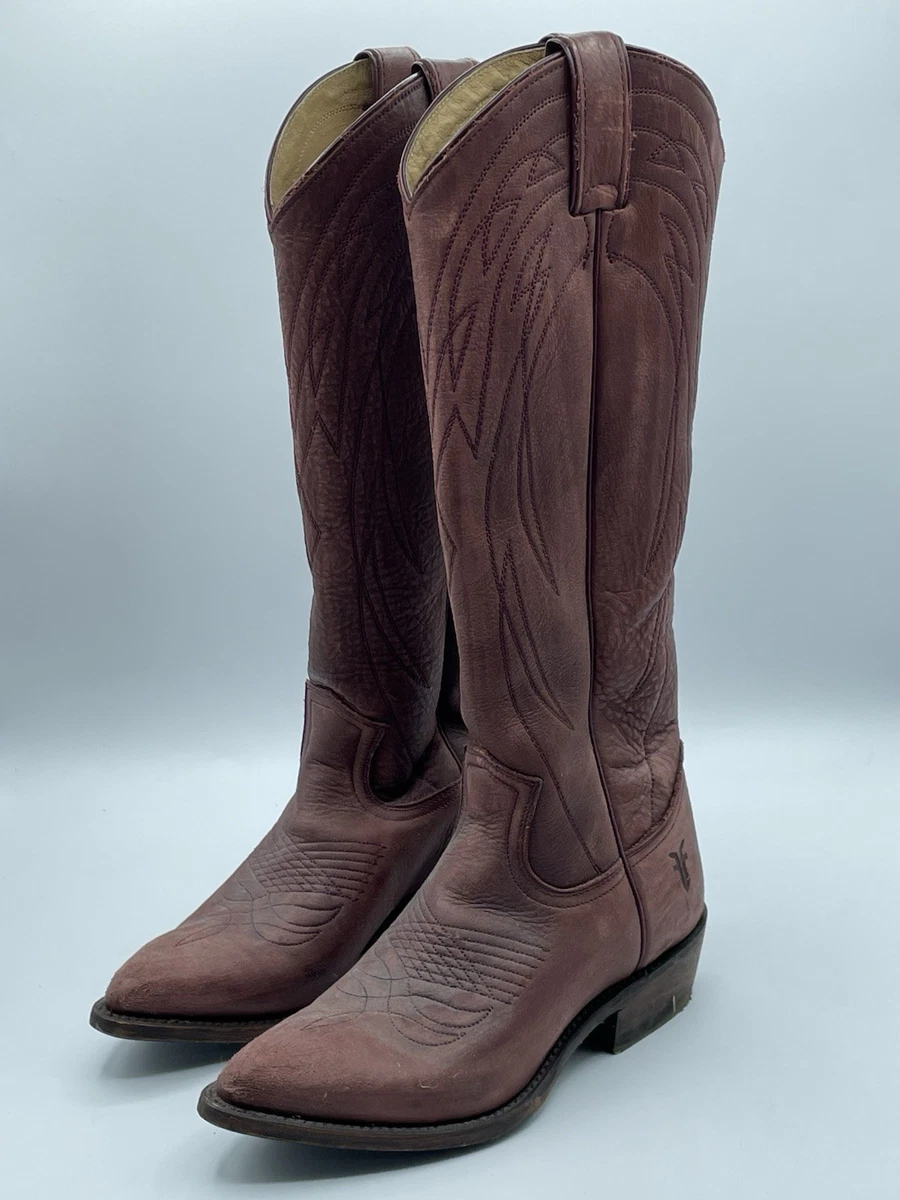 Pull On Bottes Cowboy Frye Billy Marron Foncé - Pointure 6.5 - Occasion - Cuir - Style Western Short Boots