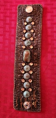 Kurtmen leather alligator belt studs crystals turquoise cross statement belt Kurtmen Designs-Black and Silver Acid Wash Belt with  main image 4