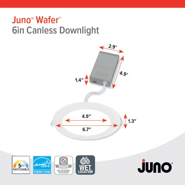 Juno Contractor 4 Pack Matte White 6-in 950 Lumens Dimmable 12 Watt LED - Image 3 of 4