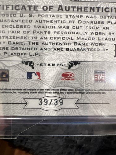 2005 Leaf Century Collection - Stamps Carl Yastrzemski #S-75 39/39 Purple Rare - Picture 5 of 8