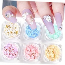 3D Flower Nail Charms, 6Boxes 3D Flower Nail Rhinestone for Acrylic Nails