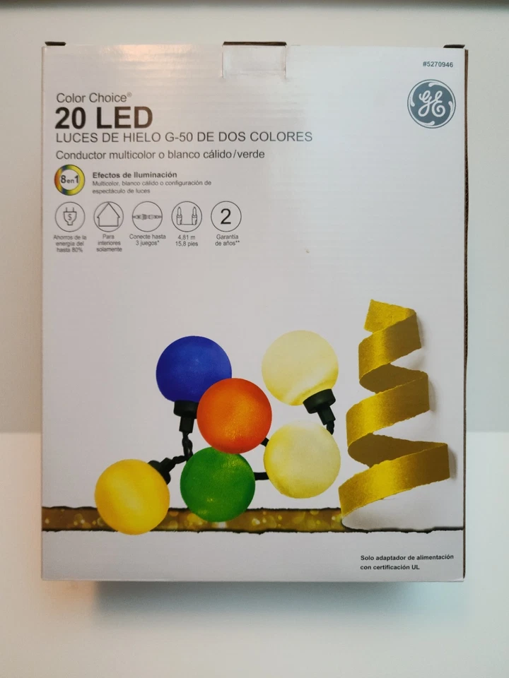 GE LED G50 Ice Ball Lights Color Choice 20-Count Multi-function White/Multicolor - Image 2 of 4