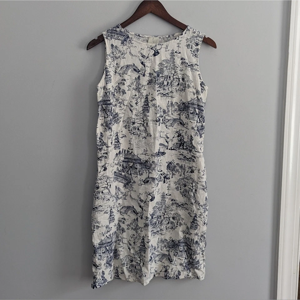 Vestido Feminino Joie Toile Linho Branco Azul Marinho XS - Imagem 4 de 4