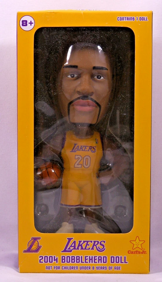 洛杉矶湖人队加里·佩顿 2004 年 Carl's Jr 摇头公仔 NBA 篮球带支架 — 第 2/4 张图片