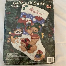 1991 Bucilla "Woodland Wishes" 33191 Felt Christmas Stocking Kit 15" Embroidery