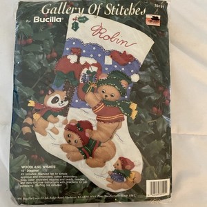 Bucilla Felt Applique Christmas Stocking Kit Woodland Wishes 33191