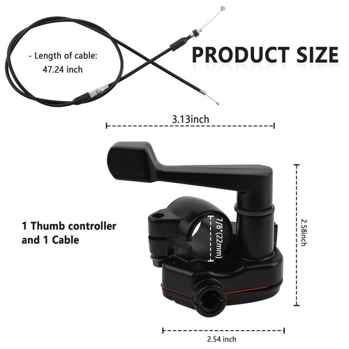 7/8'' 22mm Thumb Throttle Kit with Throttle Cable,Aluminum Motorcycle/Mini - Picture 7 of 7