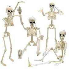 4PCS Halloween Skeleton Decorations, 16" Full Body Plastic Mini Little