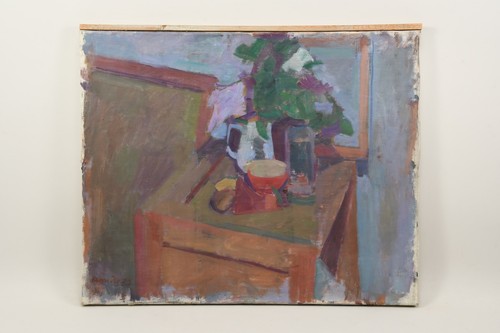 N70H01- Kaspar Ilg (1921–2011) Fliederstrauß im Nachtlicht signiert datiert 1972