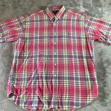 Ralph Lauren Blake Shirt Mens Large Red Madras Plaid Button Down Short Sleeve
