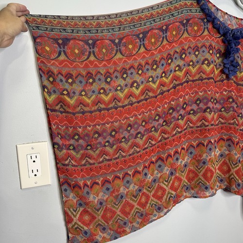 ETRO Women’s Tassle Embellished Sheer 100% Silk Made In Italy Poncho O/S - Picture 3 of 9