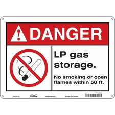 CONDOR 473V02 No Smoking Sign, 10 in Height, 14 in Width, Aluminum, Horizontal