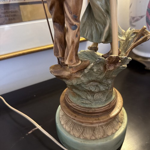 Vtg L. & F. Moreau Collection Francaise Spelter Art Nouveau Lamp 36” Tall - Picture 15 of 18