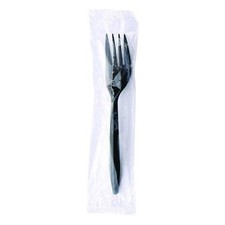 Boardwalk Wrapped Polypropylene Cutlery, Fork, Plastic, Black, 1,000/Carton