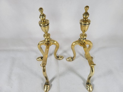 Fireside Brass Companion Set & Fire Dogs Anirons 3 Piece Vintage Large Heavy - Picture 6 of 24