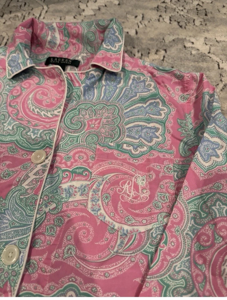 Ralph Lauren Paisley Conjunto Pijama Monograma Talla Pequeña Foto 4 de 4