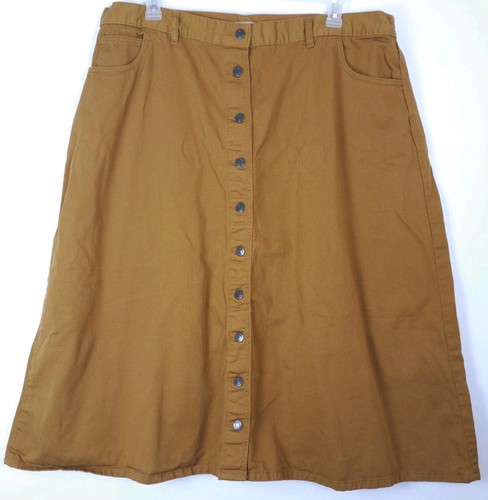 Woman Within Jeansrock Übergröße 24 W toffeebraun perfekte Baumwolle Knopfleiste