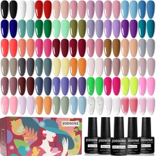60 PCS Gel Nail Polish Set with 5 Bottles of Base and Glossy Matte Top Coat Soak
