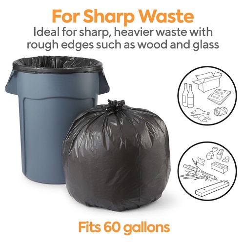 Brighton Trash Bags 55-60 Gallon 38x58 Low Density 0.95 Mil Black 100 CT 814869 - Bild 3 von 7