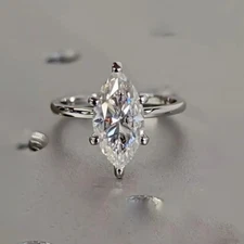 2.00 Ct Marquise White Lab Grown Diamond Solitaire Ring in 925 Silver –Gift Pick