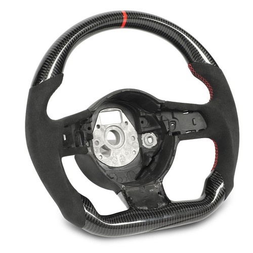 For Custom Carbon Fiber Steering Wheel Suede Red Stitching Fit For TTRS 8J - Picture 2 of 12