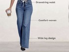 MARIASHA Women's Wide-Leg High Rise Blue Denim Jeans Drawstring Pockets 14 — photo 4