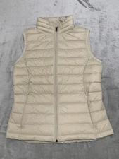 Amazon Essentials Puffer Vest Womens Small Tan Puffy Cozy Fitted Fall Winter
