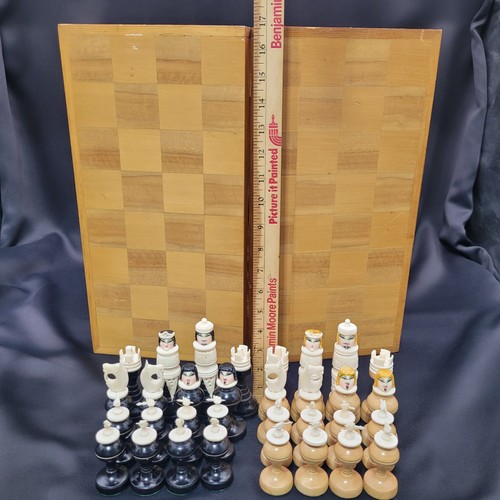 Juego de ajedrez vintage de hueso y madera de púlpito español México con tablero de caja de madera - Imagen 21 de 24