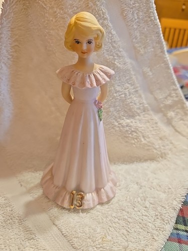 Enesco Growing Up Birthday Girl Age 13 Blonde 1981 Vintage No Chips 13th  - Picture 2 of 9